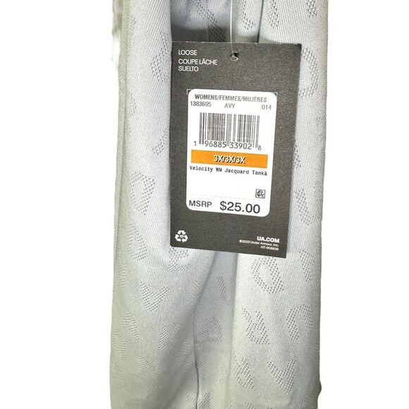 Under Armour Women's UA Velocity Wordmark Jacquard Tank Plus Size 3X Halo Gray - Picture 8 of 11